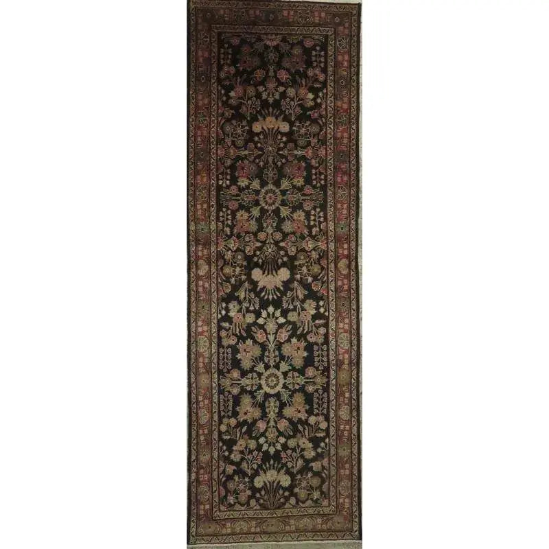 One Of The Kind Hand-Knotted Persian Wool Rug _ Luxurious Vintage Design, 10'5" x 2'6", Artisan Crafted